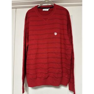 Nautica Men's Striped Long Sleeve Crew Neck Sweater, Red, Size XL‎